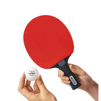 Genérico - Set 4 Paletas De Ping Pong Loki Nivel Inicial + 8 Pelotas Color Negro/Rojo Tipo De Mango St (Recto)