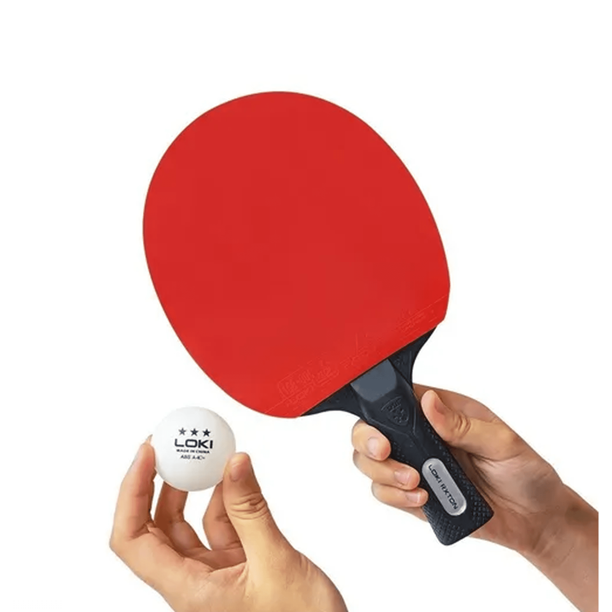 Genérico - Set 4 Paletas De Ping Pong Loki Nivel Inicial + 8 Pelotas Color Negro/rojo Tipo De Mango St (recto)