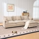 thumbnail image 1 of coffee color 3-seat combo sofa with storage ottoman for living room apartment bedroom and compact room, Upholstered sectional Couch, L Shaped Bench with a footrestco, 1 of 3