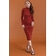 thumbnail image 5 of Vestido Midi Con Cuello Alto Fruncido Y Espalda Abierta Con Efecto Satén Ladrillo, 5 of 5