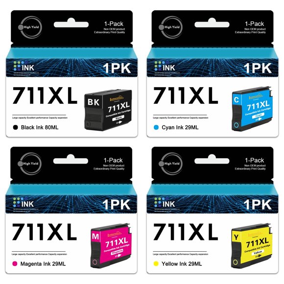 Cartuchos de tinta LOMENTICS 711XL 80 ml/29 ml paquete de 4