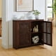 thumbnail image 2 of 39.4" Mid Century Modern Rattan Sideboard Buffet Cabinet with 2 Outlet Holes, Coffee Bar Wine Bar Credenza, Retro Storage Cabinet for Entryway, Hallway, Living Room, Kitchen, Dining Room, Walnut, 2 of 3