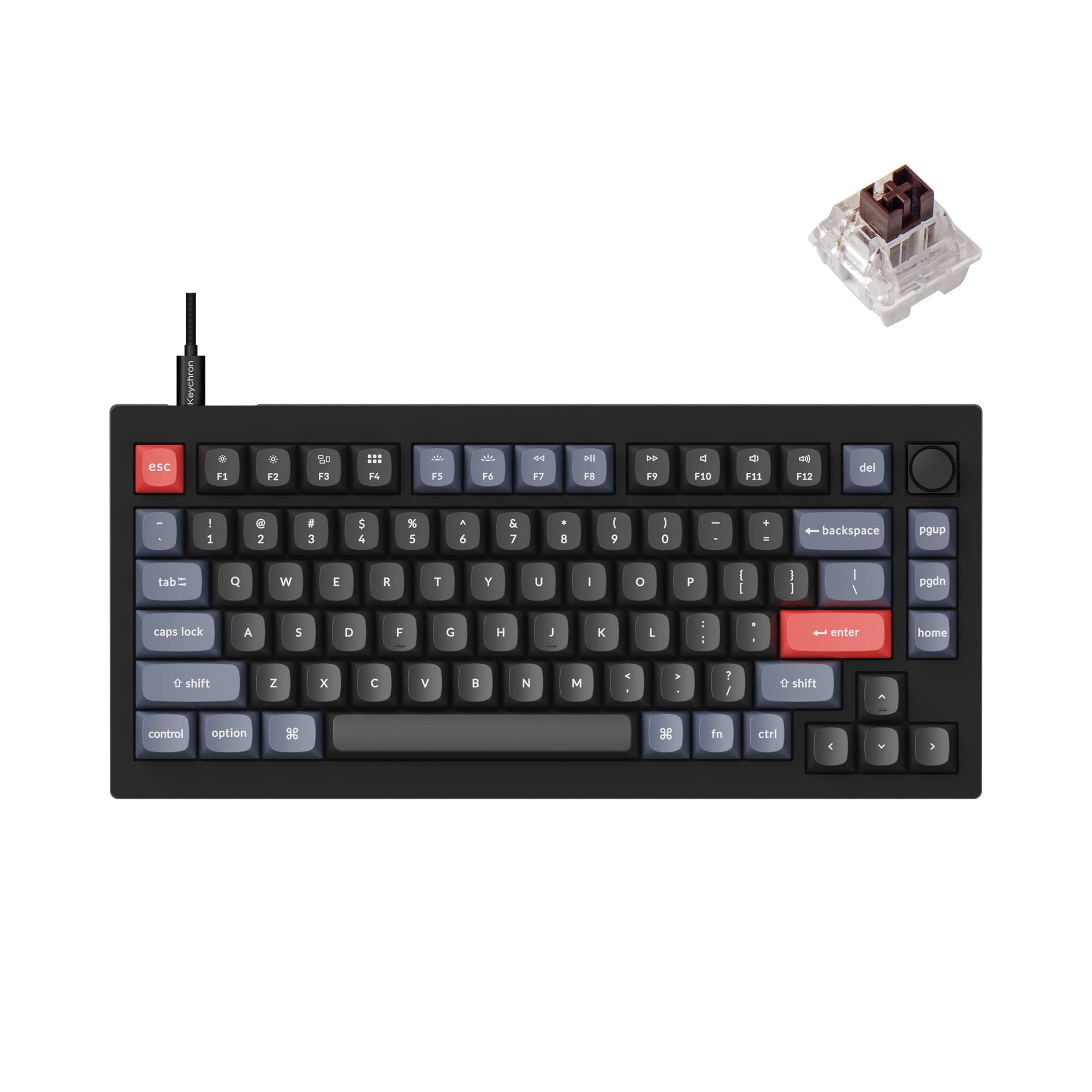Teclado Mecánico Keychron V1 75% Cableado Con Switches Marrones Hot-swappable