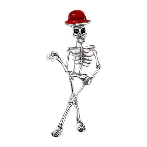 Magideal - Broche De Halloween, Broche De Esqueleto, Accesorios De Broche De Halloween, Manualidades, Joyas Divertidas, Accesorios De Ropa, Regalo De Halloween Sombrero Rojo
