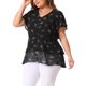 thumbnail image 4 of Agnes Orinda Blusas de Talla Grande para Mujer 2026 Verano Escote en V Manga Corta Blusa Floral Casual en Capas 4X Negro Oscuro, 4 of 6