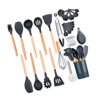 Magideal - Juego De Utensilios De Cocina De Silicona De 35 Uds, Utensilios De Cocina Resistentes Al Calor, Cuchara, Cepillo, , Utensilios De Cocina, Juego Gris
