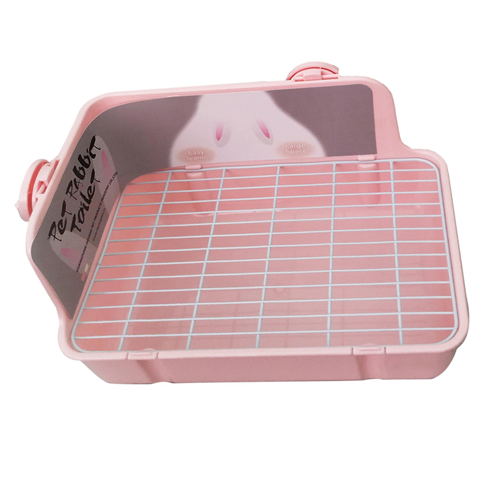 Magideal - Caja De Arena Para Conejos, Bandeja Portátil Para Entrenador De Orinal, Jaula De Ropa De Cama Estable Para Interiores, Inodoro Duradero Para Mascotas , Rosado