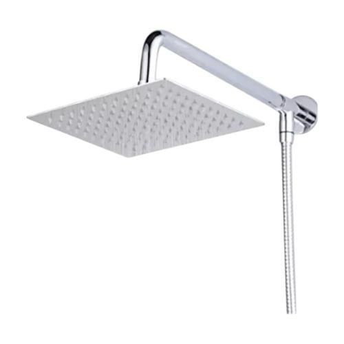 Kit Brazo de Ducha para Flexible de 30Cm + Plato Cuadrado N8 en Acero Inoxidable