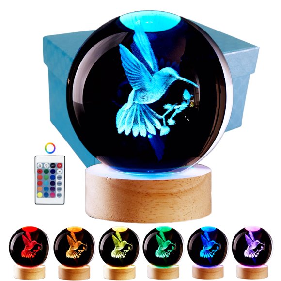 Lámpara Crystal Ball Conalisk 3D Hummingbird con mando a distancia