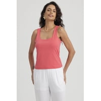 Fashionspark - Polera Mujer Lisa Doble Capa Naranjo Oscuro