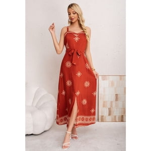 Likeshop - Maxi Vestido Largo Verano Mujer Holgado Pabilos Estampado 3359