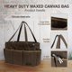 thumbnail image 3 of Bolsa de herramientas plegable de 15,5 pulgadas, de lona encerada con abertura superior, bolsa multiusos para llaves con asa, resistente y repelente al agua (gris), 3 of 7