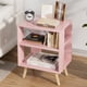 thumbnail image 1 of Mesita de noche Aenuert Pink Kids con almacenamiento abierto de 2 niveles, 1 of 8