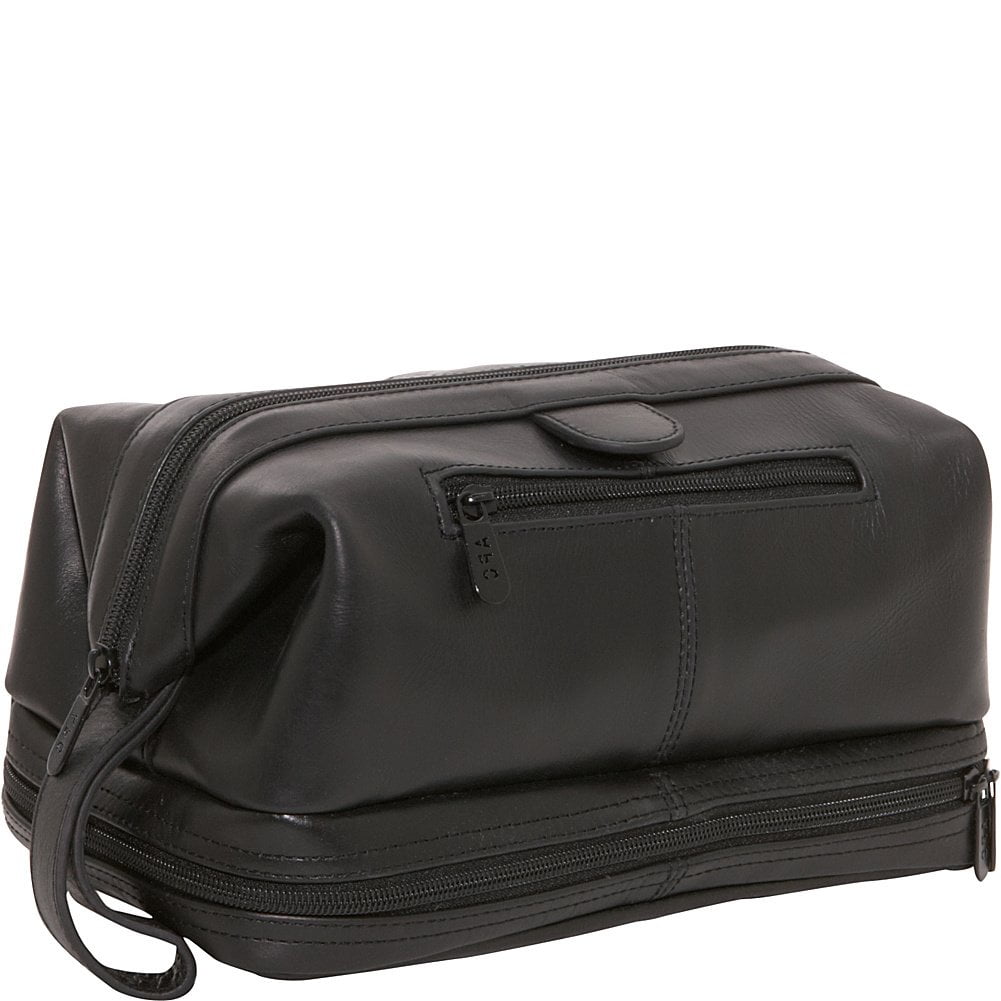 Neceser Amerileather De Piel Negra Con Forro Impermeable