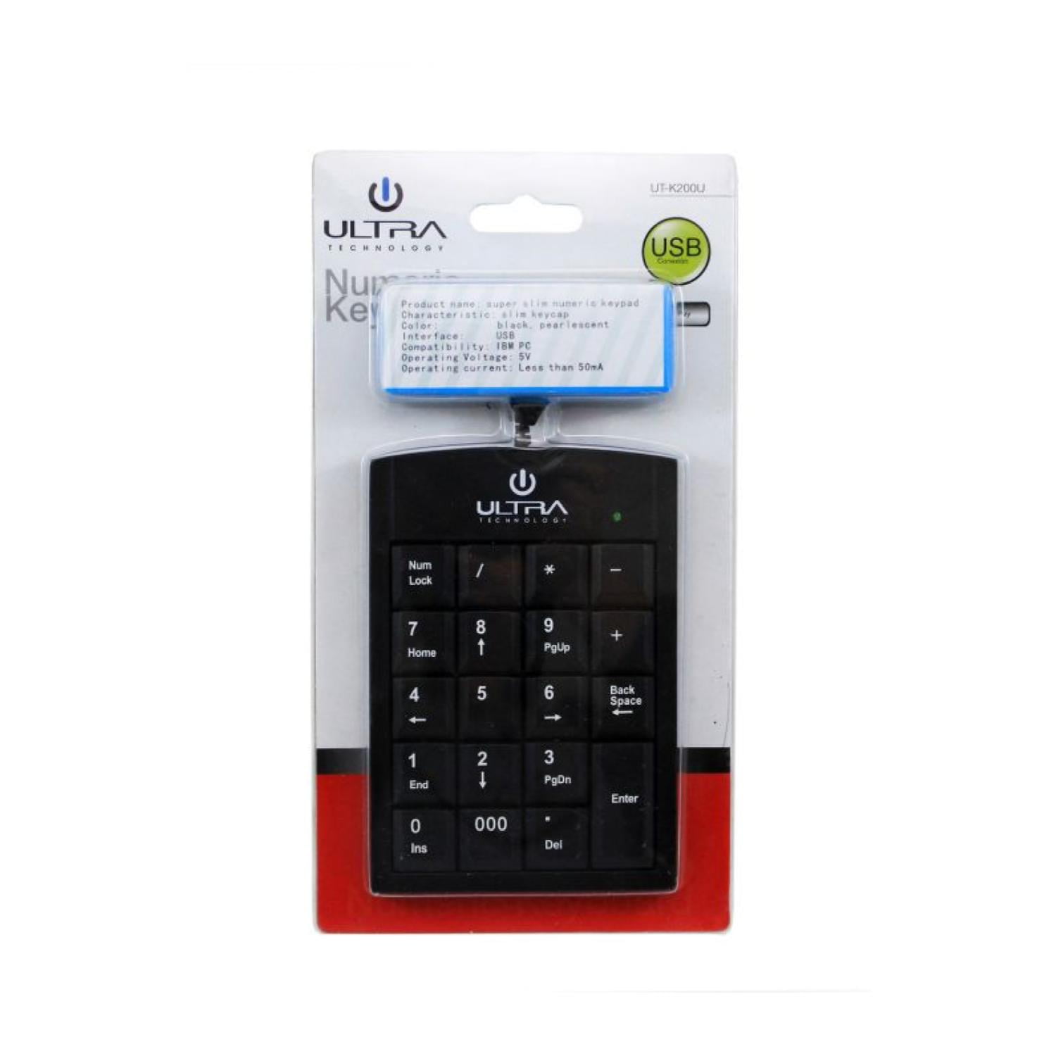 Ultra - Teclado Numerico Slim Usb Cable Retractil Negro K200