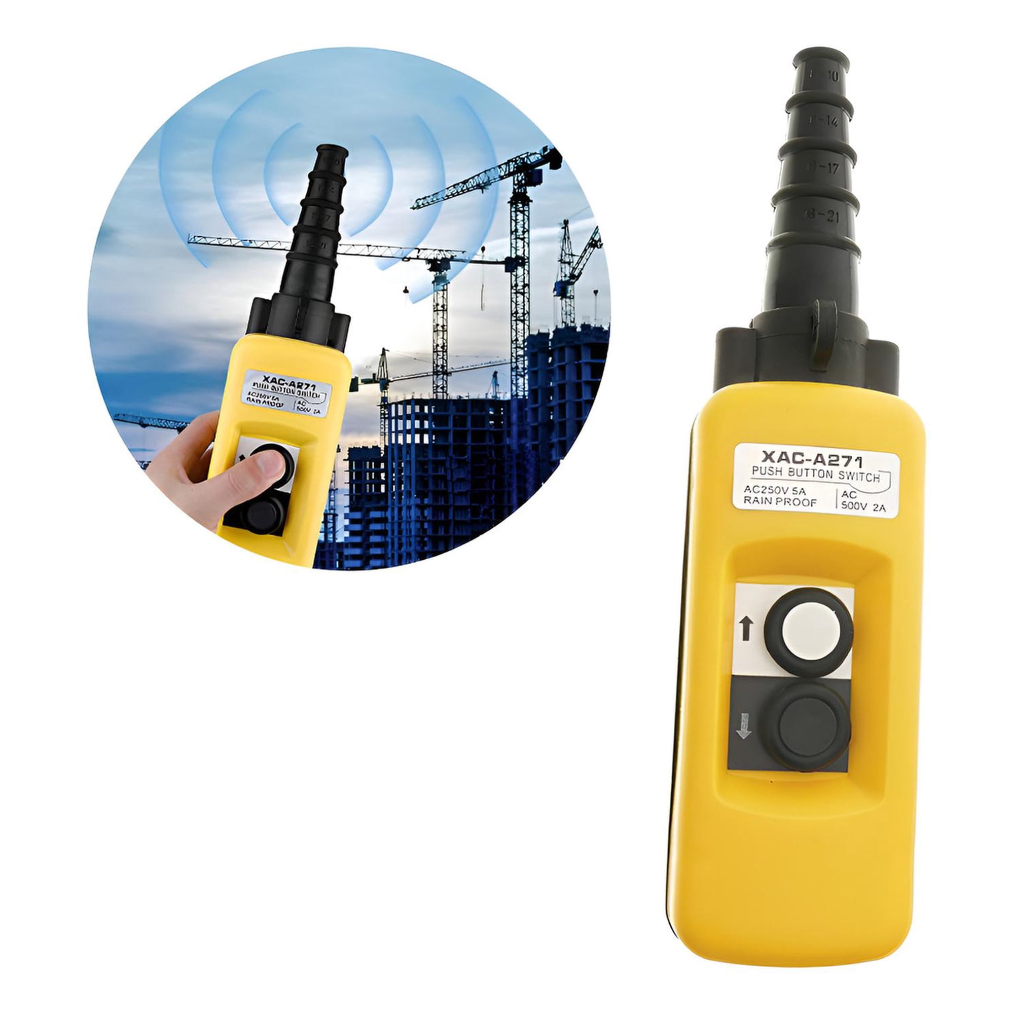 Trc - Botonera Switch Puente Grúa Dos Botones Colgante Subir Bajar Amarillo