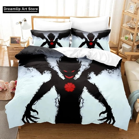 Black Clover Bedding Set Cute Quilt Cover Bed Cover With Pillowcase Boys Adult Home
