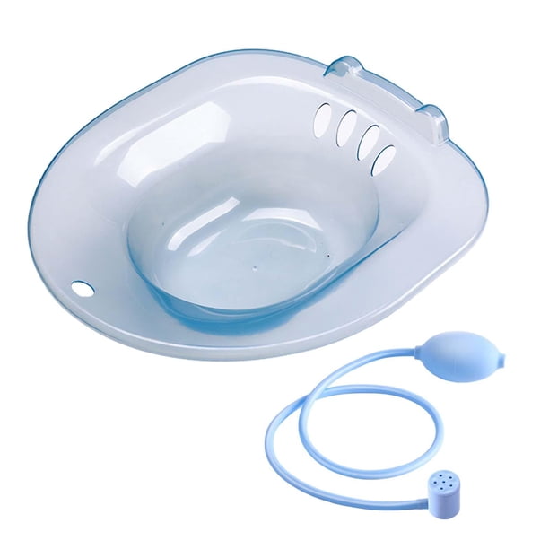 Se sienta en el baño, bidé, baño de cadera portátil con cisterna, cómodo asiento de inodoro, lavabo, cuenco de lavado, lavabo de limpieza para baño de azul un