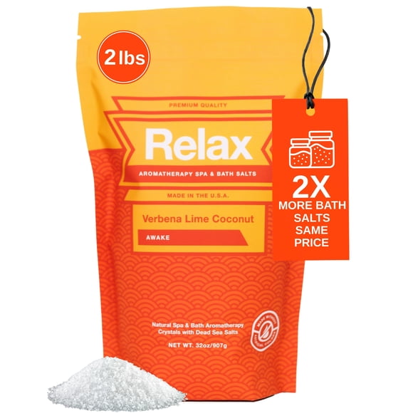 Relax Spa & Bath Sales de Baño Verbena, Lima y Coco, Magnesio, 32 oz (907 g)
