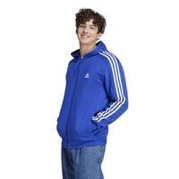 Sudadera Con Capucha Adidas Essentials Para Hombre, Forro Polar, 3 Rayas, Con Cierre Completo, Azul