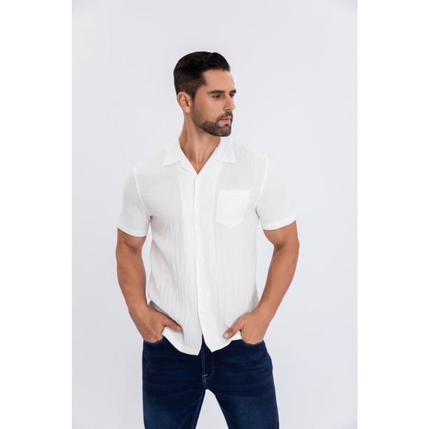 Camisa Resort Regular Fit Verano Fashion Hombre Manga Corta 161