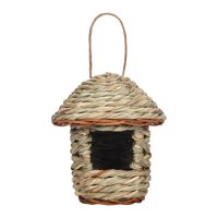 Ioensy - Nido De Casa De Pájaro Colgante De Hierba Natural Jardín Exterior Tejido A Mano 12 Cm X 15 Cm