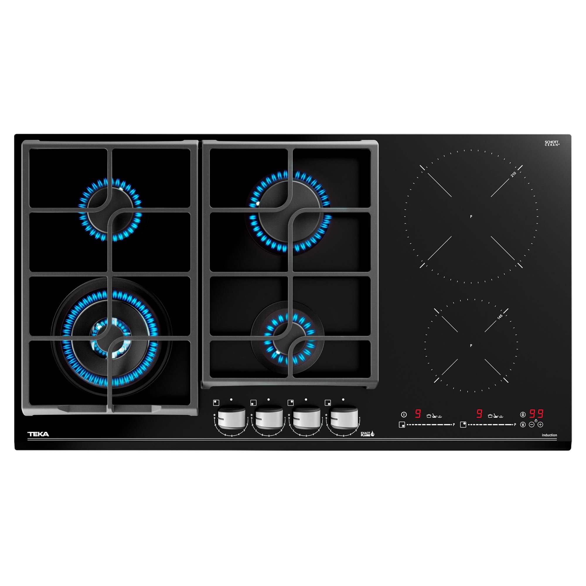 Teka - Encimera Híbrida 6 Quemadores Jzc 96342 Bk