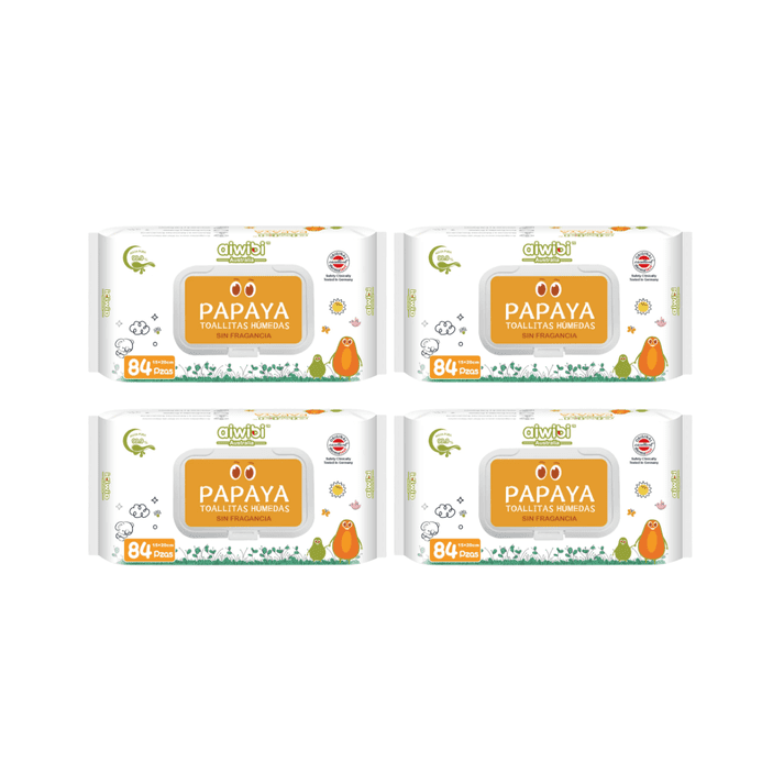 4 Paquetes Toallitas Húmedas Aiwibi 99.9% Agua Con Fibra De Papaya 336 Unidades