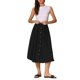 thumbnail image 2 of Falda Midi de Algodón INSPIRE CHIC para Mujer, Casual de Verano, con Botones Decorativos, Cintura Elástica, Falda Línea A con Bolsillo S Negro, 2 of 6