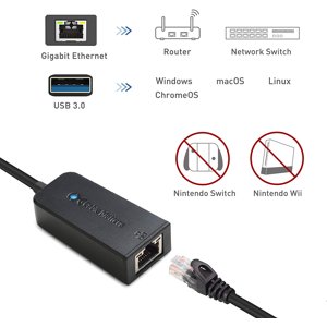 Cable Matters Usb To Ethernet Adapter (Usb 3.0 A Ethernet) Compatible Con 10/100/1000 Mbps Ethernet Network En Negro