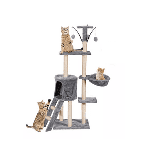 Genérico - Torre Rascador Yute Arbol Gatos Pompones Escalera Gris Color