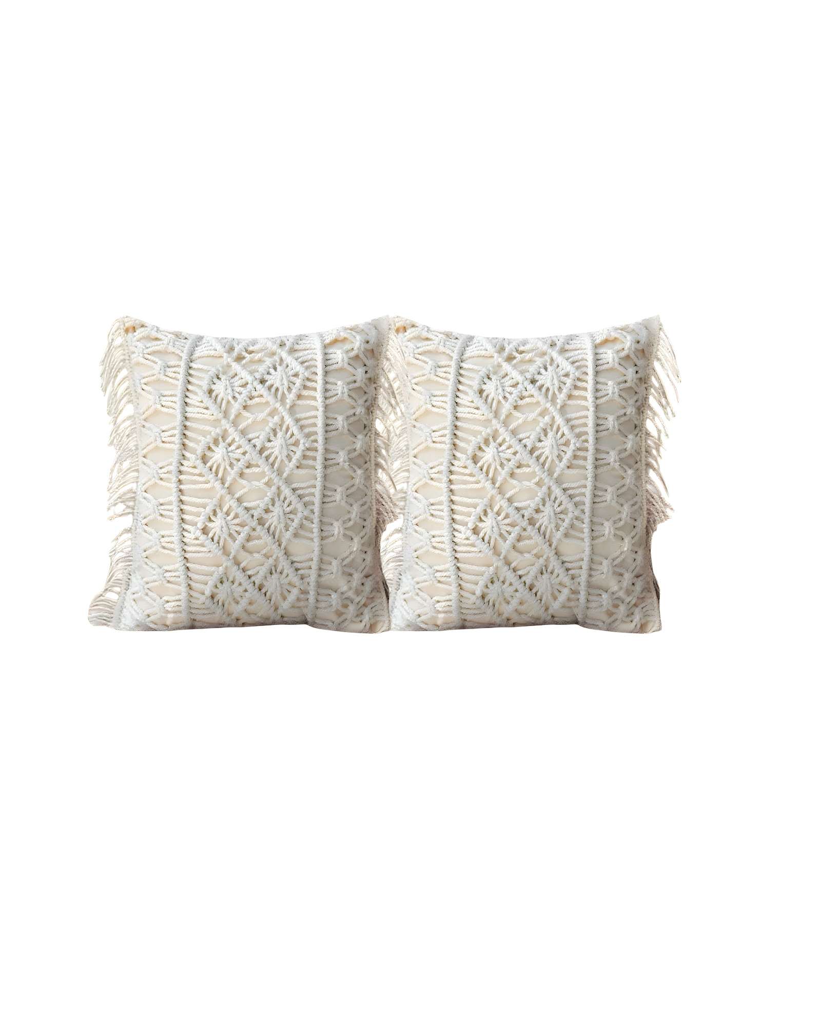 Genérico - Pack De 2 Fundas De Cojin Estilo Bohemio 45X45 Cm Blanco 01