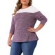 thumbnail image 4 of Agnes Orinda Blusa Casual Suelta de Punto de Manga Larga con Cuello Redondo y Bloque de Color para Mujer de Talla Grande, Talla 3X, Púrpura, 4 of 6