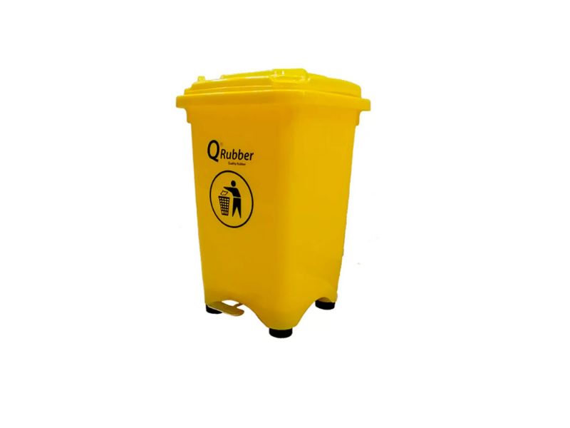 Contenedor De Basura Qrubber 30 Lts Con Pedal - Amarillo