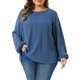 thumbnail image 1 of GRACIA Y GRANDEZA Disfraces de Halloween Blusa de Gasa con Lunares Suizos para Mujer Tallas Grandes Cuello Redondo Manga de Linterna con Detalles de Pompones 2X Gris Azul, 1 of 8