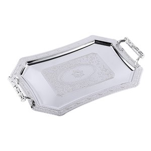 Magideal - Bandeja De Patrón De Estilo Europeo Organizador De Almacenamiento De Alimentos Plato De Fruta Bandeja De Té Bandejas De Mesa De Postre Para Cena Fiest Plata M