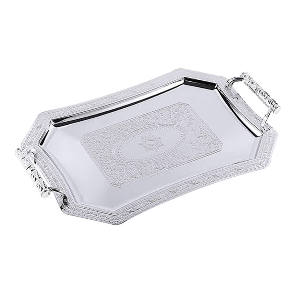 Bandeja de patrón de estilo europeo Organizador de almacenamiento de alimentos Plato de fruta Bandeja de té Bandejas de mesa de postre para cena Fiest plata m