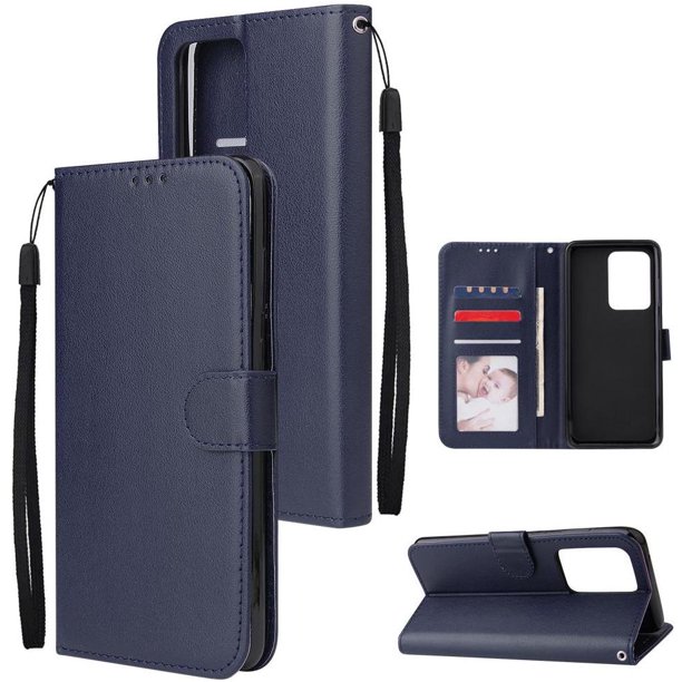 Funda Cartera para Samsung Galaxy S20 Ultra con Tarjetero, Soporte y Cordón - Protección Azul