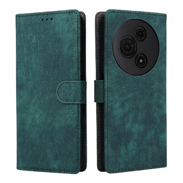 Funda Billetera para TCL 605 con Soporte - Cartera de Cuero con Ranuras Verde