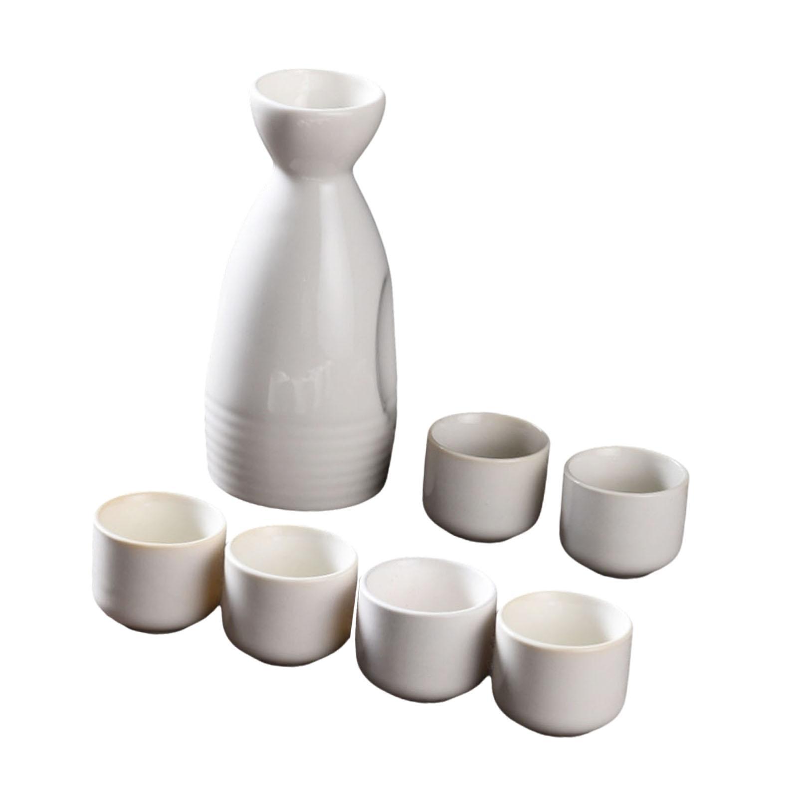 Magideal - Juego De Sake De Cerámica, Recipiente Para Sake De Cerámica, Juego De Tazas, Decoración Decorativa, Vasos Artesanales, Bebida De Sake Tradicional Para Blanco