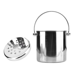 Magideal - Cubo De Hielo De Acero Inoxidable, Cubo De Refrigeración Para Bebidas, Portátil, Sólido Con Colador, Bañera Para Bebidas, Cubo De Cerveza Para Enfriar 12Cm