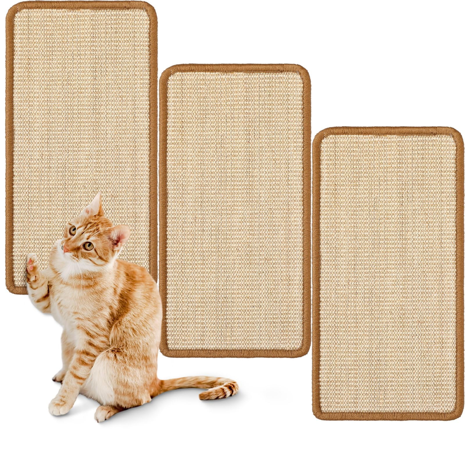 Xusx111 - 3 Paquetes Gato Alfombra De Rascados, 15.7 X 11.8 Pulgadas Natural Sisal Gato Alfombra De Rascados Para Gatos De Interior, Gatos Horizontales Rascador De Pared Alfombra De Piso De Gatito, Pr