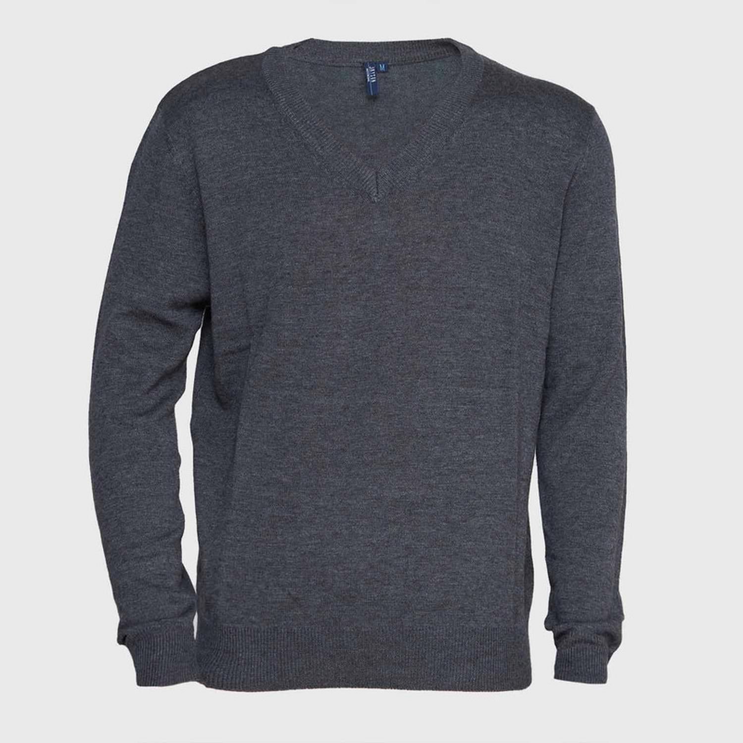 Jayson - Sweater Cuello V Unisex M/l Gris Oscuro L