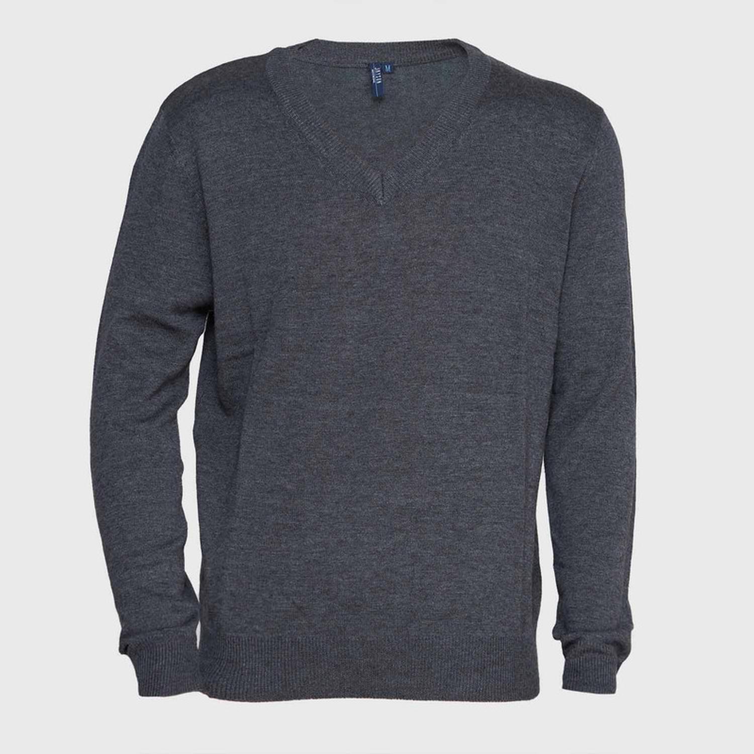 Jayson - Sweater Cuello V Unisex M/L Gris Oscuro S