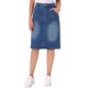 thumbnail image 1 of INSPIRE CHIC Falda de Mezclilla para Mujer Casual de Cintura Alta con Abertura Trasera, Falda de Jean Elástica a la Rodilla con Bolsillos S Azul Medio, 1 of 6