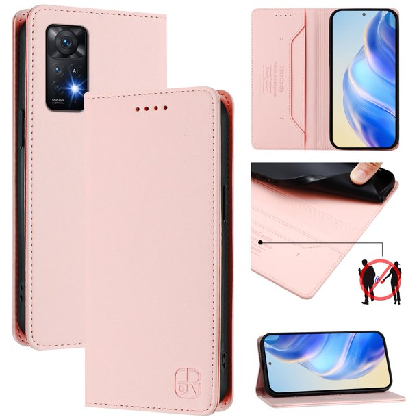 Funda Billetera con Soporte para Xiaomi Redmi Note 12 Pro 4G Bloqueo RFID Plegable Rosa