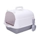 thumbnail image 2 of Caja de arena para gatos con capucha, inodoro para gatos completamente cerrado, suministros para mascotas, caja de arena extraíble, portátil, fácil de Gris y blanco, 2 of 5