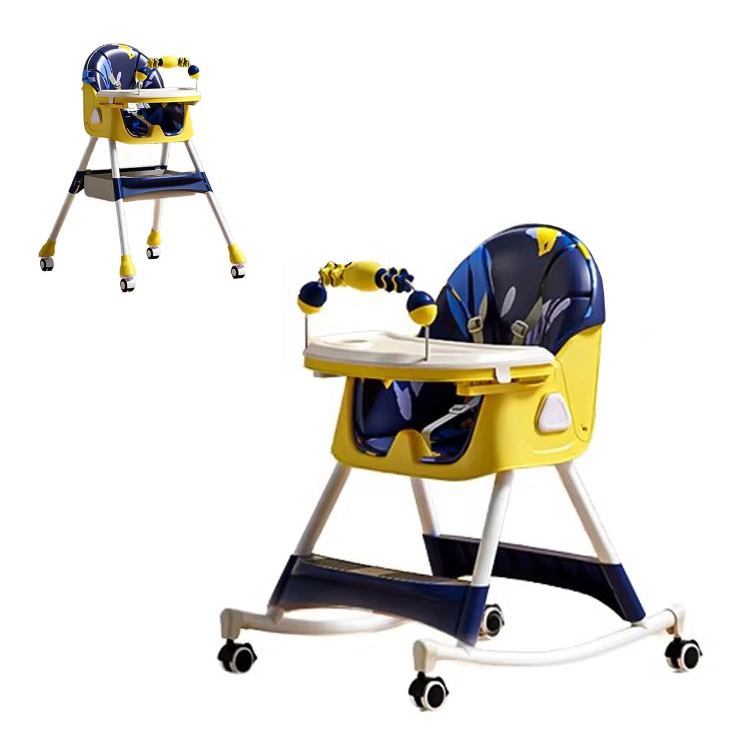 Mundo Online - Silla Comer Bebe Doble Altura Safe Baby Mecedora Reclinable Amarillo/azul