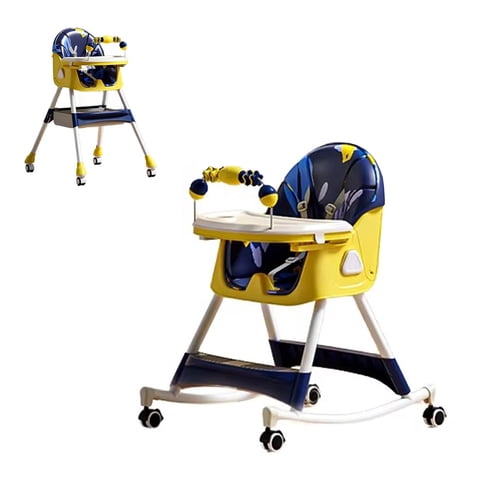 Mundo Online - Silla Comer Bebe Doble Altura Safe Baby Mecedora Reclinable Amarillo/Azul