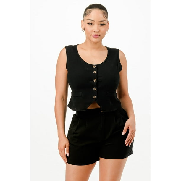 Conjunto Casual de Chaleco Corto y Shorts